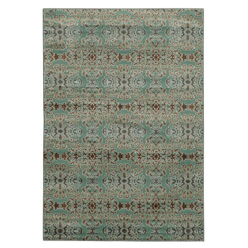 Elegance Snowflakes Blue, 60"W X 87"D X .25"H, Turquoise