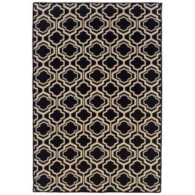 Salonika Reversible Quatrefoil Black 5x8, Rug