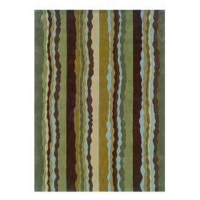 Trio Collection Green & Spa Blue 5 x 7 Rug