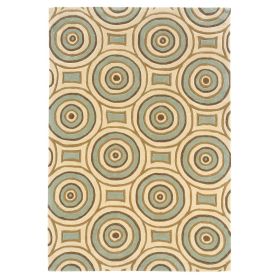 Trio Combs Cream & Aqua 5 x 7 , Rug
