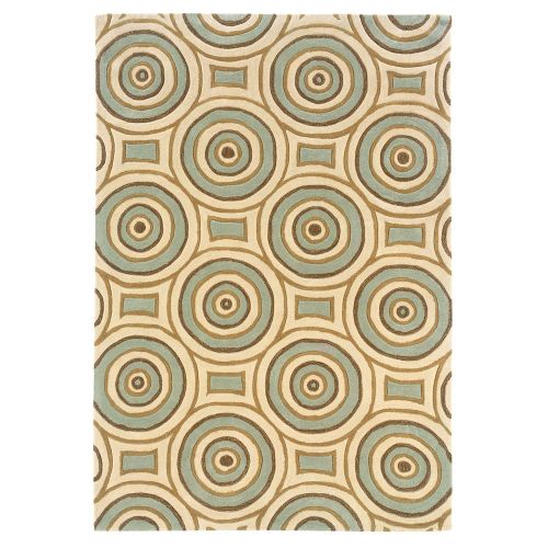 Trio Combs Cream & Aqua 5 x 7 , Rug