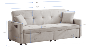 83.47-Inch large size Ivory Fabric 3 in 1 Convertible Sleeper Sofa Bed, for Living Room, Bedroom, Apartment, Office