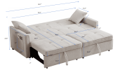 83.47-Inch large size Ivory Fabric 3 in 1 Convertible Sleeper Sofa Bed, for Living Room, Bedroom, Apartment, Office