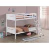 White Twin/Twin Bunk Bed with Built-in Ladder