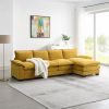 [VIDEO provided][New]118*55" Modern L-shaped Chenille Cloud Sofa with Double Seat Cushions,5-seat Upholstered Indoor Furniture,Sleeper Sofa Couch with