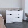 DEPOT E-SHOP Houma 4 Drawer Dresser with 2 Lower Cabinets, Drawer Chest, White