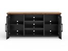 Bridgevine Home Essex 67 inch TV Stand Console for TVs up to 80 inches, No Assembly Required, Black and Whiskey Finish