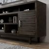 Bridgevine Home Avondale 76 Inch TV Stand Console for TVs up to 90 inches, No Assembly Required, Charcoal-Brown Finish