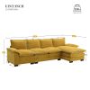 [VIDEO provided][New]118*55" Modern L-shaped Chenille Cloud Sofa with Double Seat Cushions,5-seat Upholstered Indoor Furniture,Sleeper Sofa Couch with