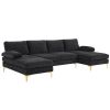 U-Shaped 4-Seat Indoor Modular Sofa Black