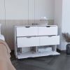 DEPOT E-SHOP Houma 4 Drawer Dresser with 2 Lower Cabinets, Drawer Chest, White