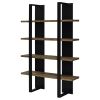 Mystrene Black and Walnut 4-Shelf Bookcase