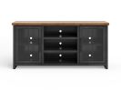 Bridgevine Home Essex 67 inch TV Stand Console for TVs up to 80 inches, No Assembly Required, Black and Whiskey Finish