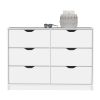 DEPOT E-SHOP Houma 4 Drawer Dresser with 2 Lower Cabinets, Drawer Chest, White