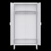 There are air holes above the door of the white wardrobe, and a storage layer (the height of the layer board can be adjusted) above and below the insi