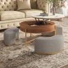 Lift Top Extendable 3 Legs Nesting Coffee Table with Storage 3 Stools Included