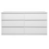 FCH 6 Drawer Double Dresser for Bedroom, Wide Storage Cabinet for Living Room Home Entryway, White