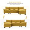 [VIDEO provided][New]118*55" Modern L-shaped Chenille Cloud Sofa with Double Seat Cushions,5-seat Upholstered Indoor Furniture,Sleeper Sofa Couch with