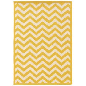 Silhouette Chevron Yellow & Ivory 5x7, Rug